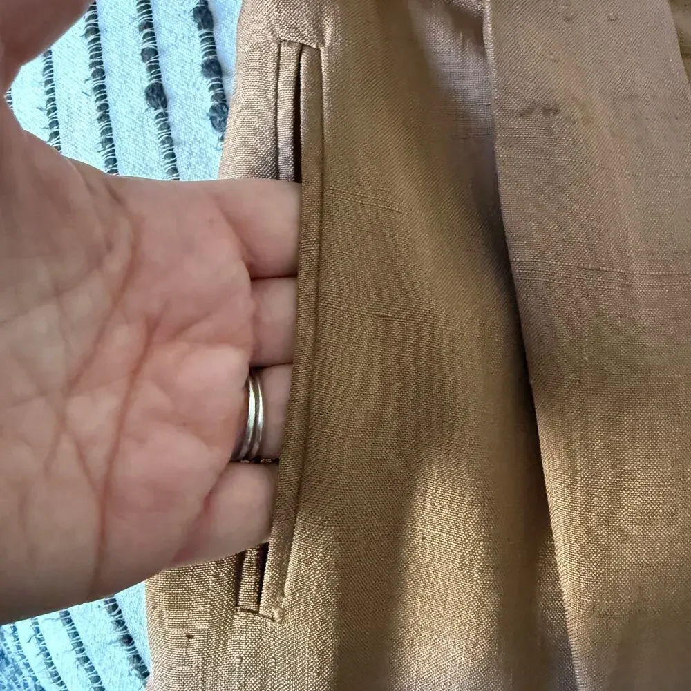 1950s Vintage NEIMAN MARCUS | Dupioni Silk Light Brown Tulip Skirt  | Size 2